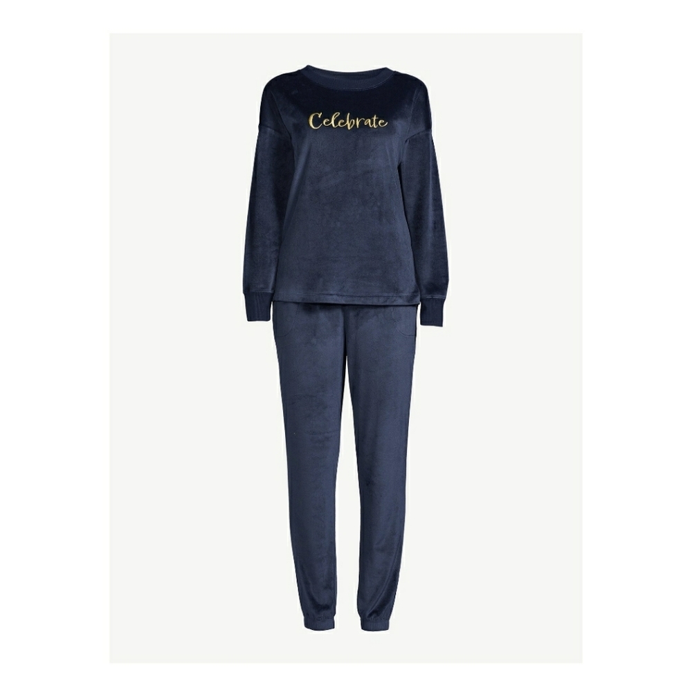 🍁💖👄JOYSPUN Navy Blue "Celebrate" 3-Piece Pajama Set w/ Eyemask (Size 2XL)